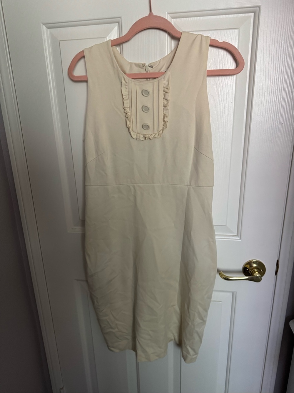 Banana Republic Cream Sleeveless Sheath Dress with Button Placket